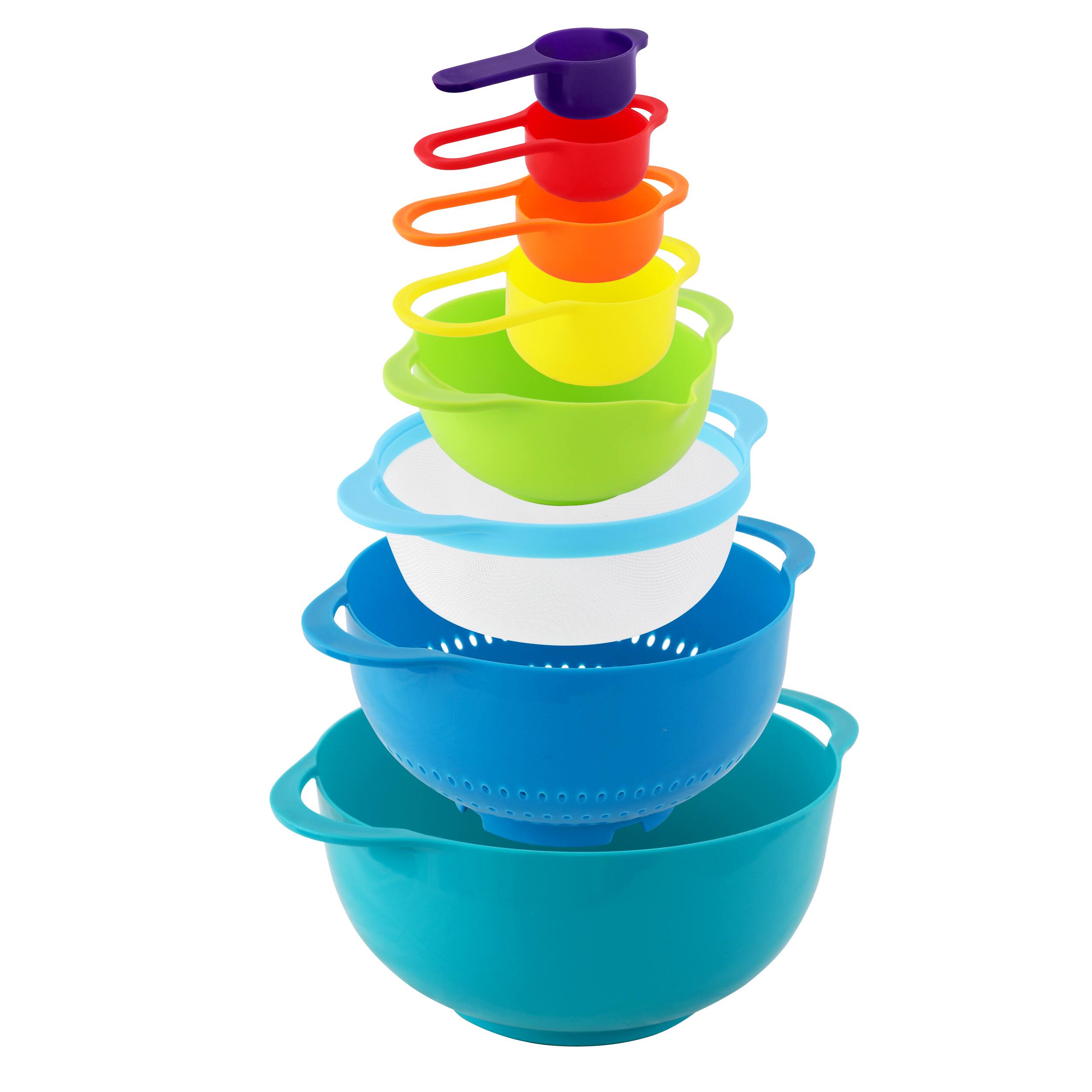 Alt View 3. MegaChef - MegaChef Multipurpose Stackable Mixing Bowl and Measuring Cup Set - Multi.
