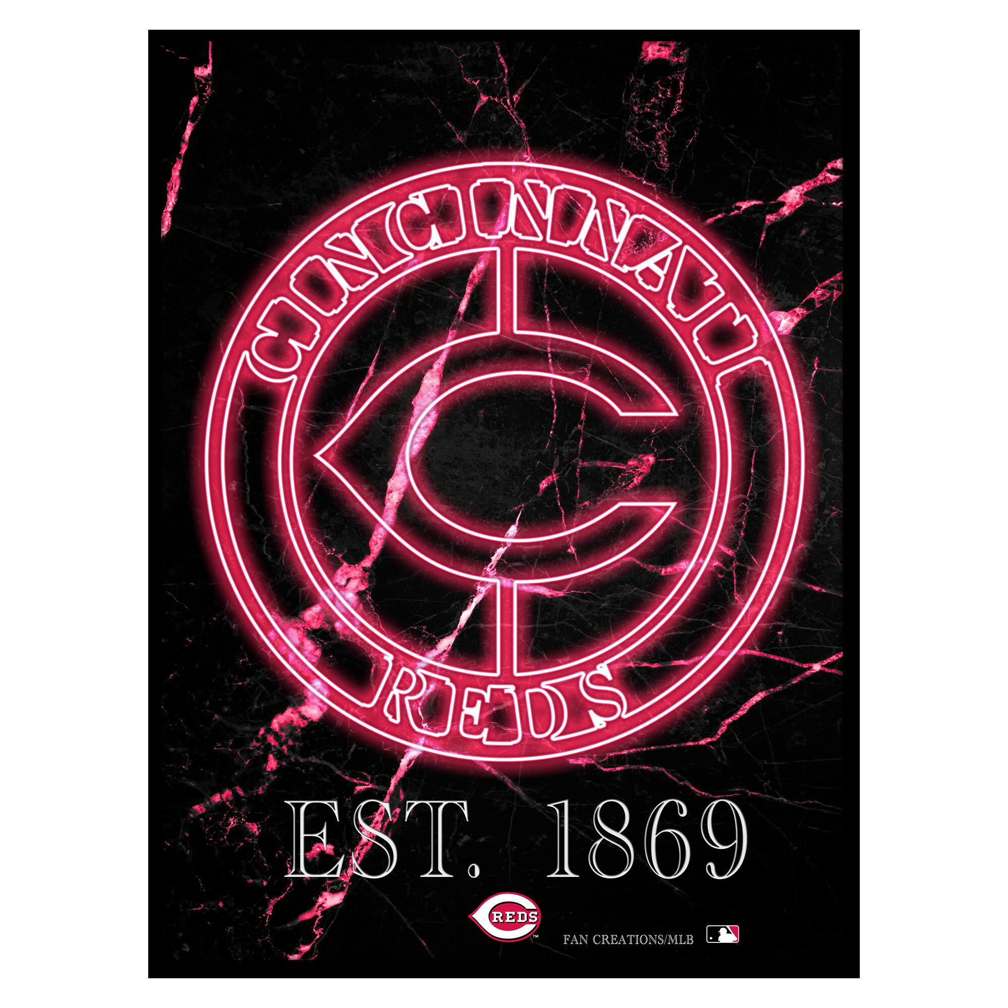 Black Cincinnati Reds 12'' x 16'' Framed Circle Logo Print