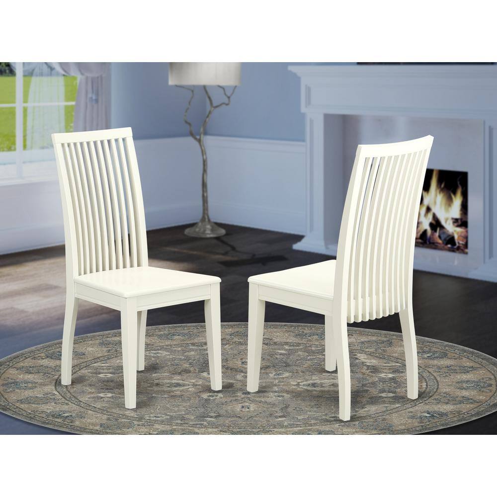 Angle. East West Furniture - Dining Chair Linen White - Brown.