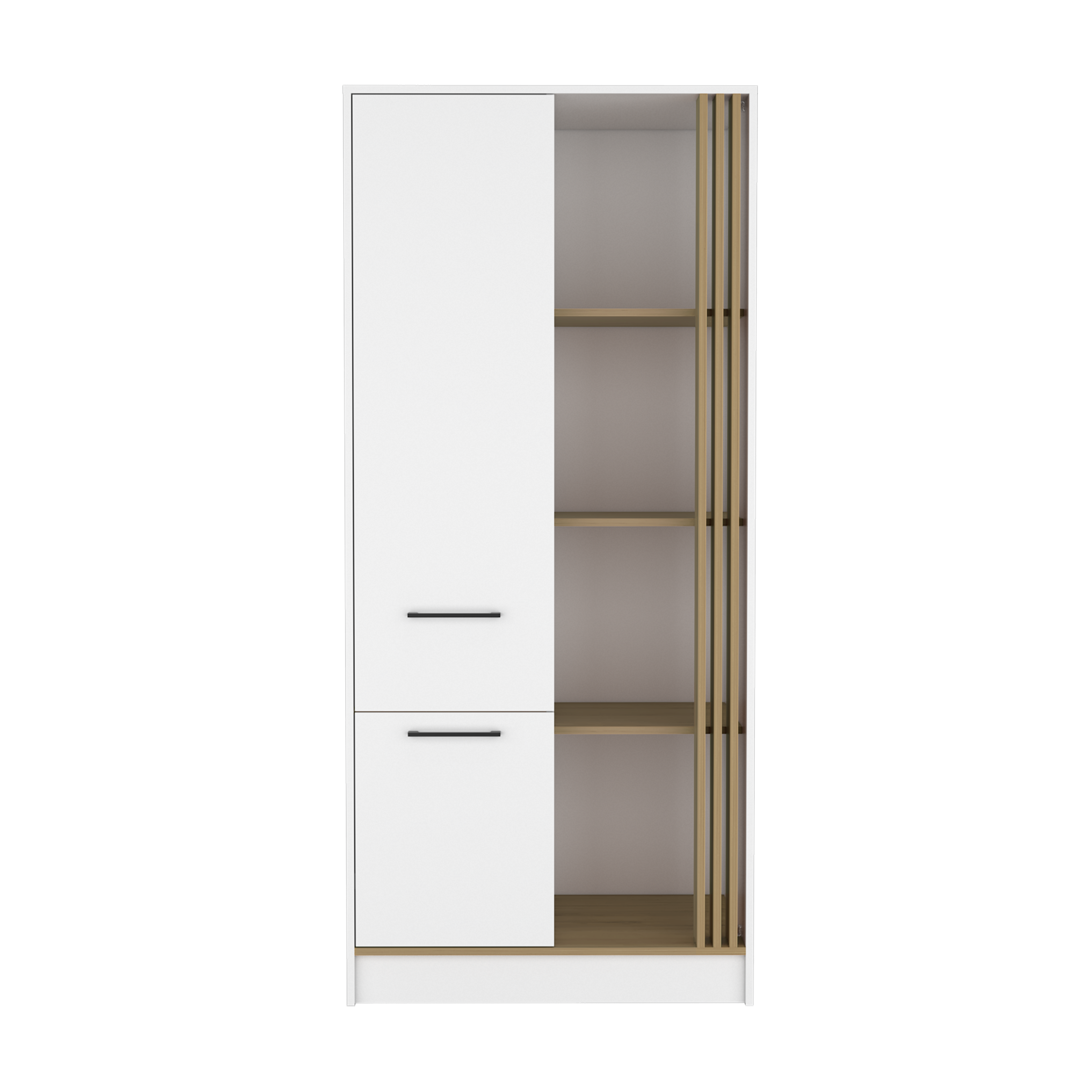 TuHome - Vance Armoire With Double Doors, Interior Hanging Rod And Shelves, Freestanding Modern Wardrobe Closet - Natural Oak