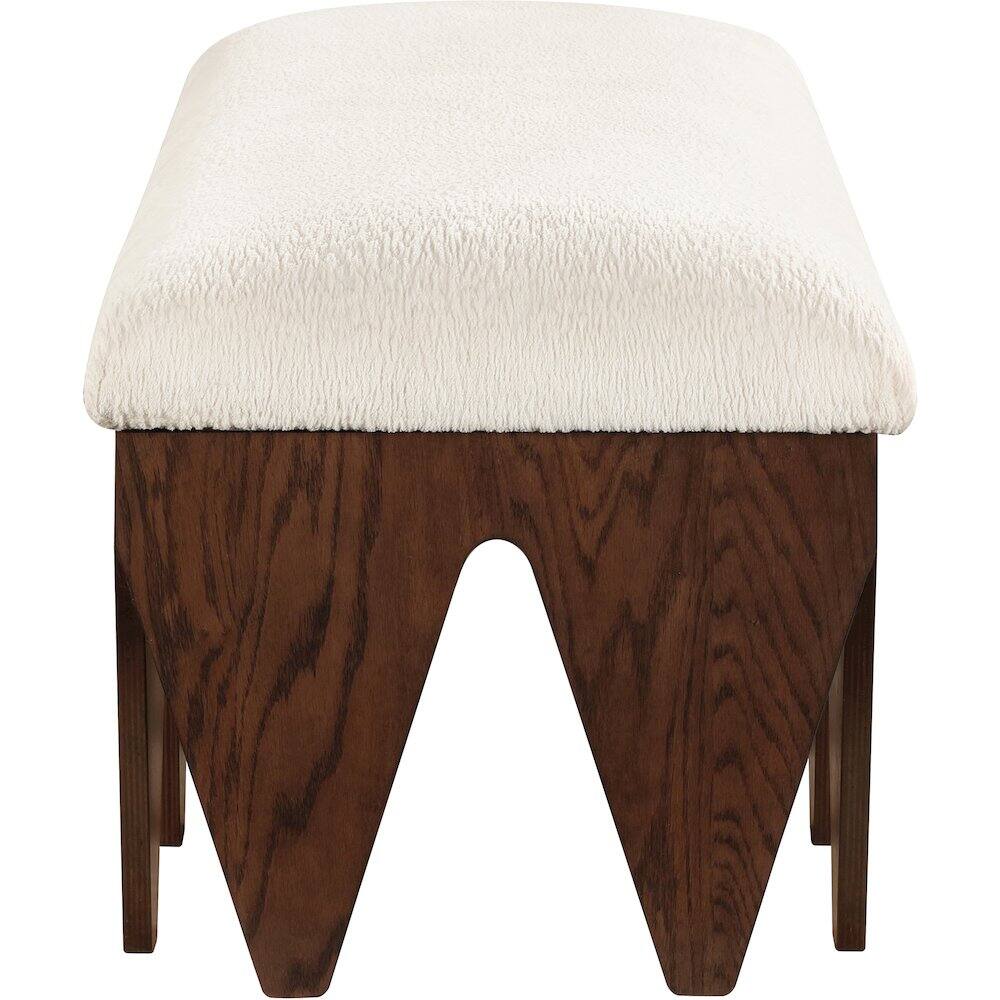 Alt View 3. Meridian Furniture - Altair Cream Velour Fur Fabric Bench - Beige.