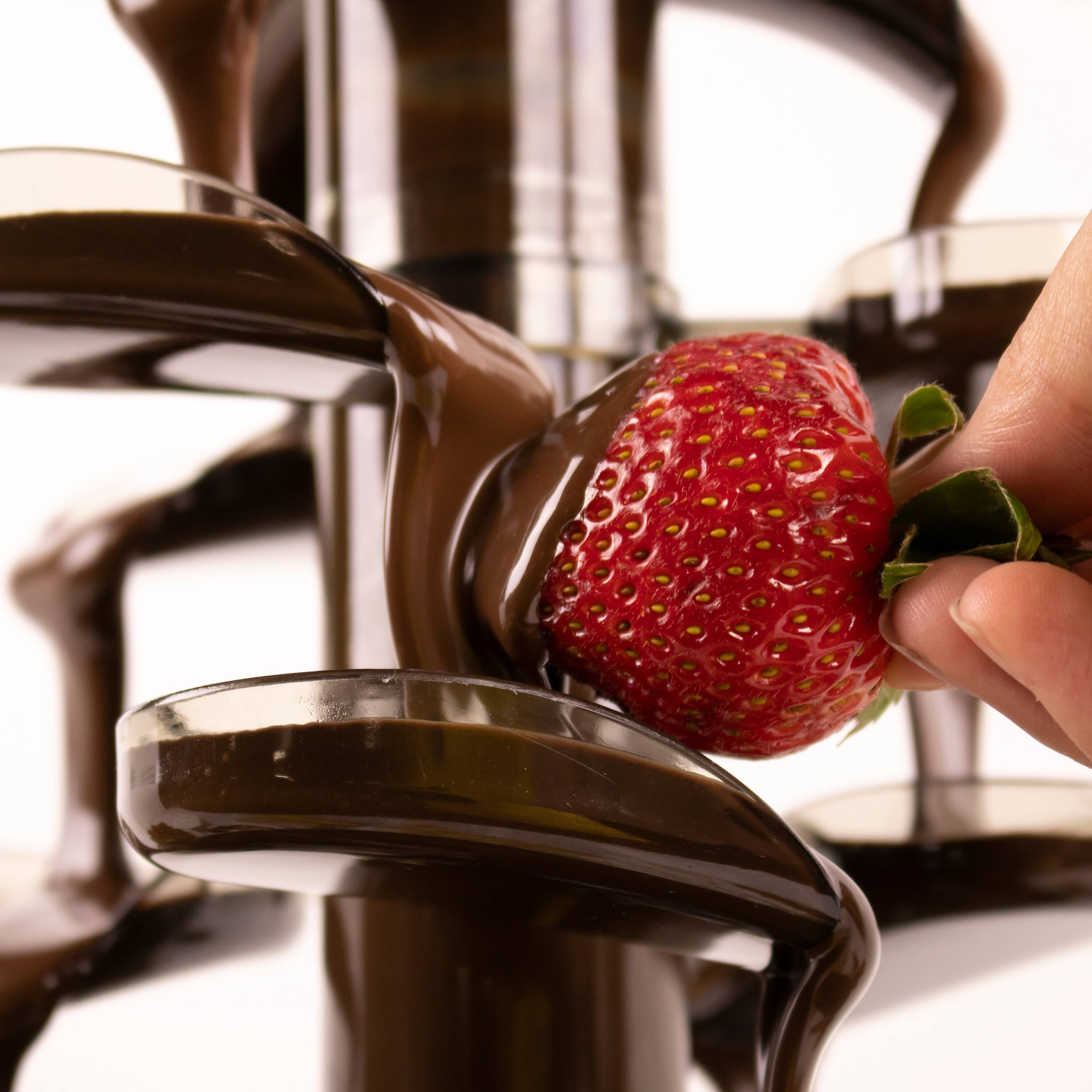Alt View 2. Nostalgia - 2-lb. Stainless Steel Cascading Fondue Fountain - Chocolate, BBQ Sauce, Ranch, Nacho Cheese, Buffalo Sauce - Stainless Steel.