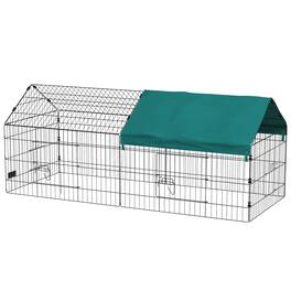 Pawhut - Small Animal Playpen with Roof for Rabbits - Green