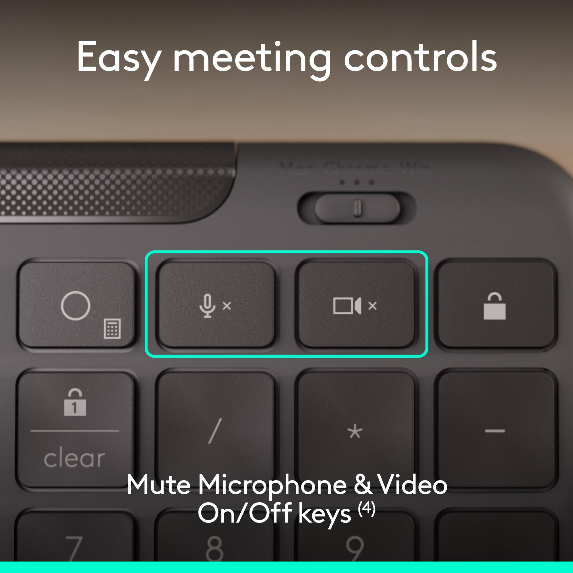 Easy meeting controls

Mute Microphone & Video On/Off keys (4)