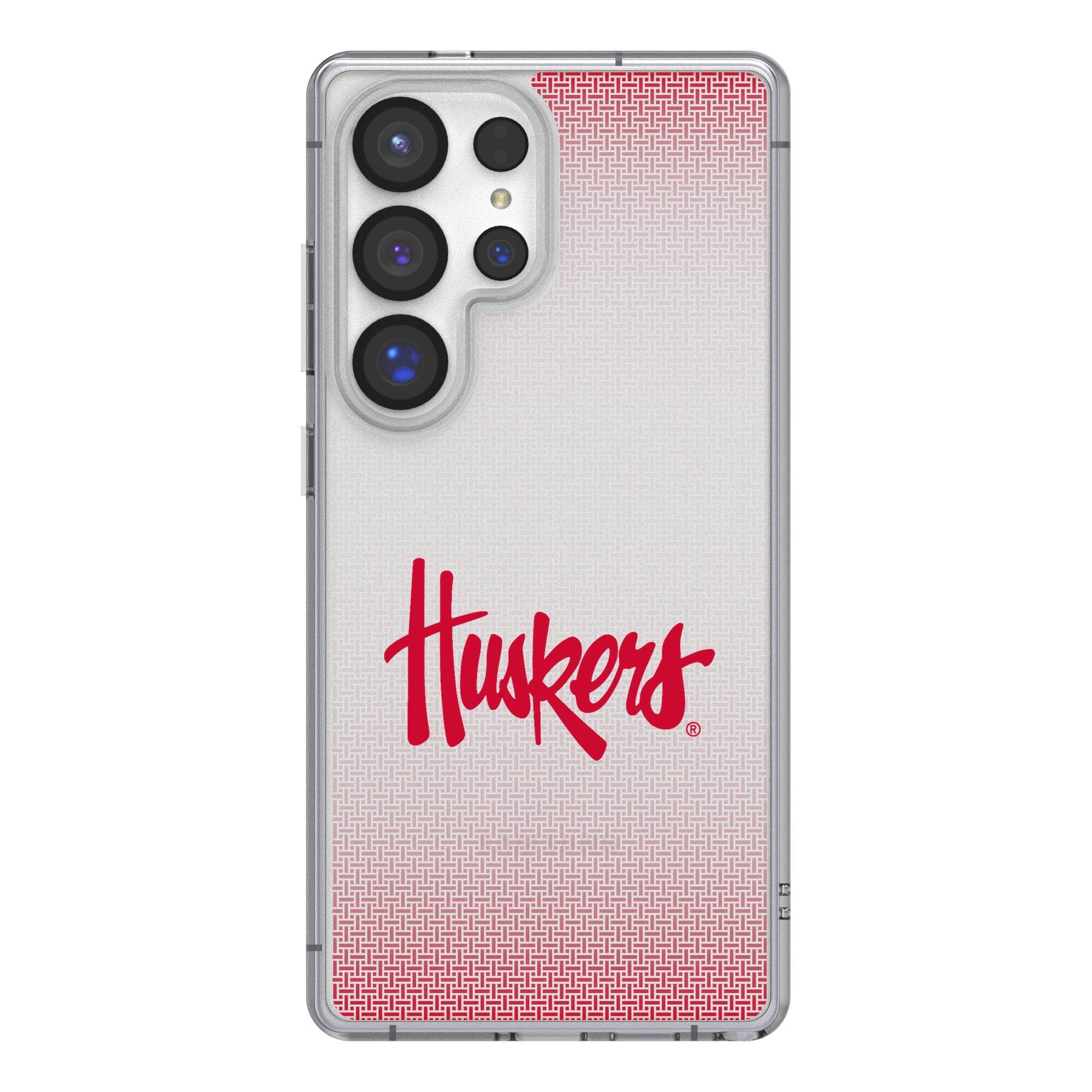 Front. Keyscaper - Nebraska Huskers Linen Logo Galaxy Clear Case - S25 - Multicolor.