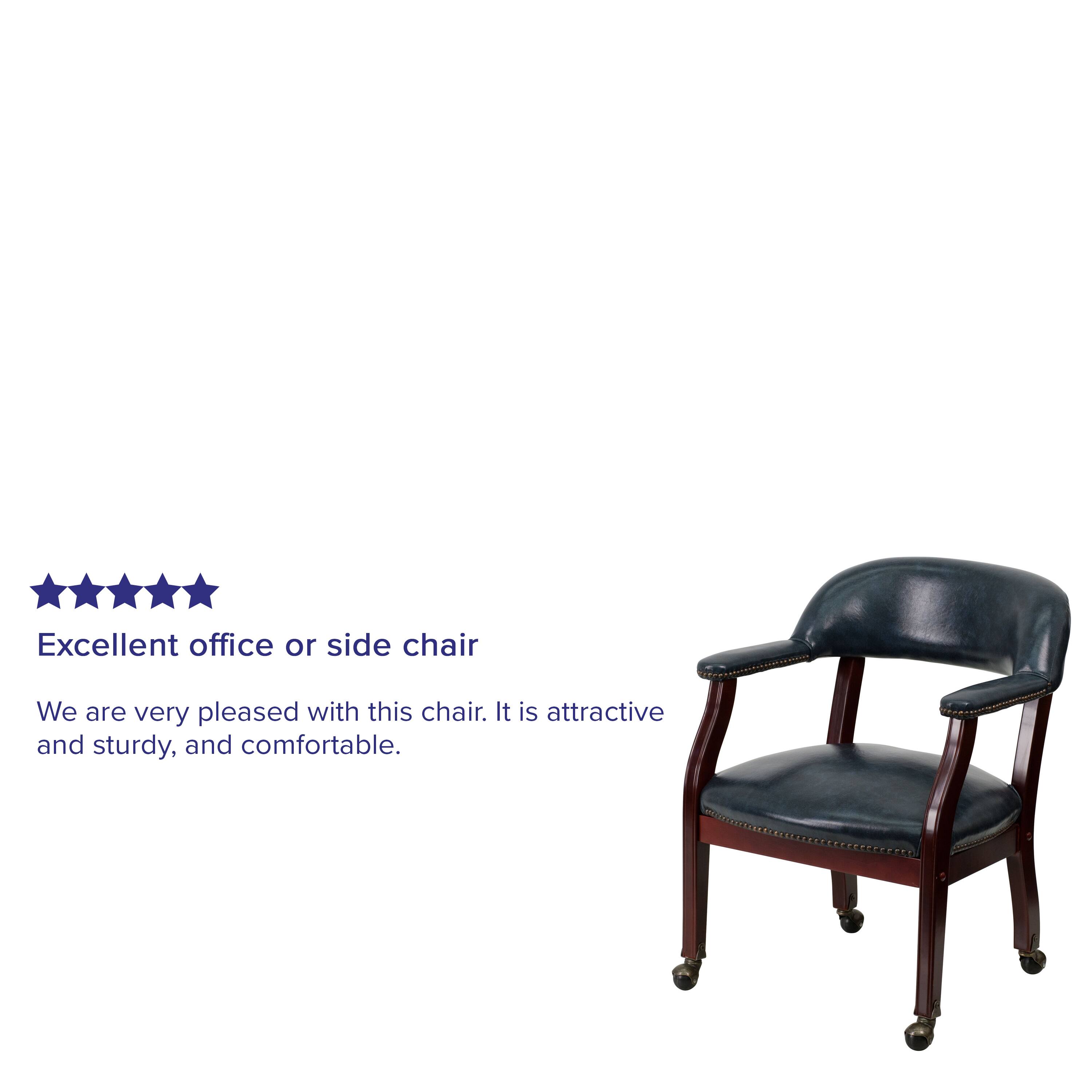 Excellent office or side chair

We are very pleased with this chair. It is attractive and sturdy, and comfortable.