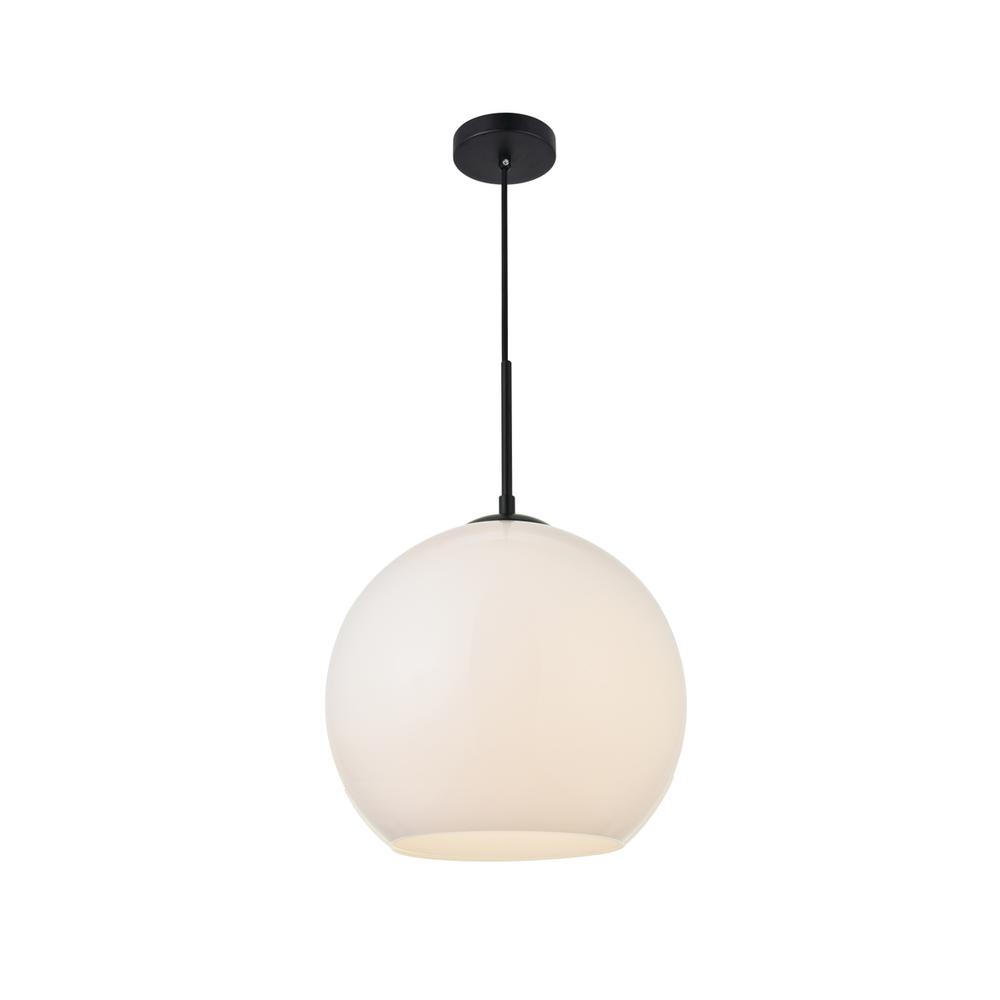 Alt View 2. Living District - Baxter 1 Light Black Pendant With Frosted White Glass - Black And Frosted White.
