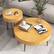 Angle. Costway - Farmhouse Round Coffee Table Set of 2 End Table Natural Finish for Living Room - Natural.