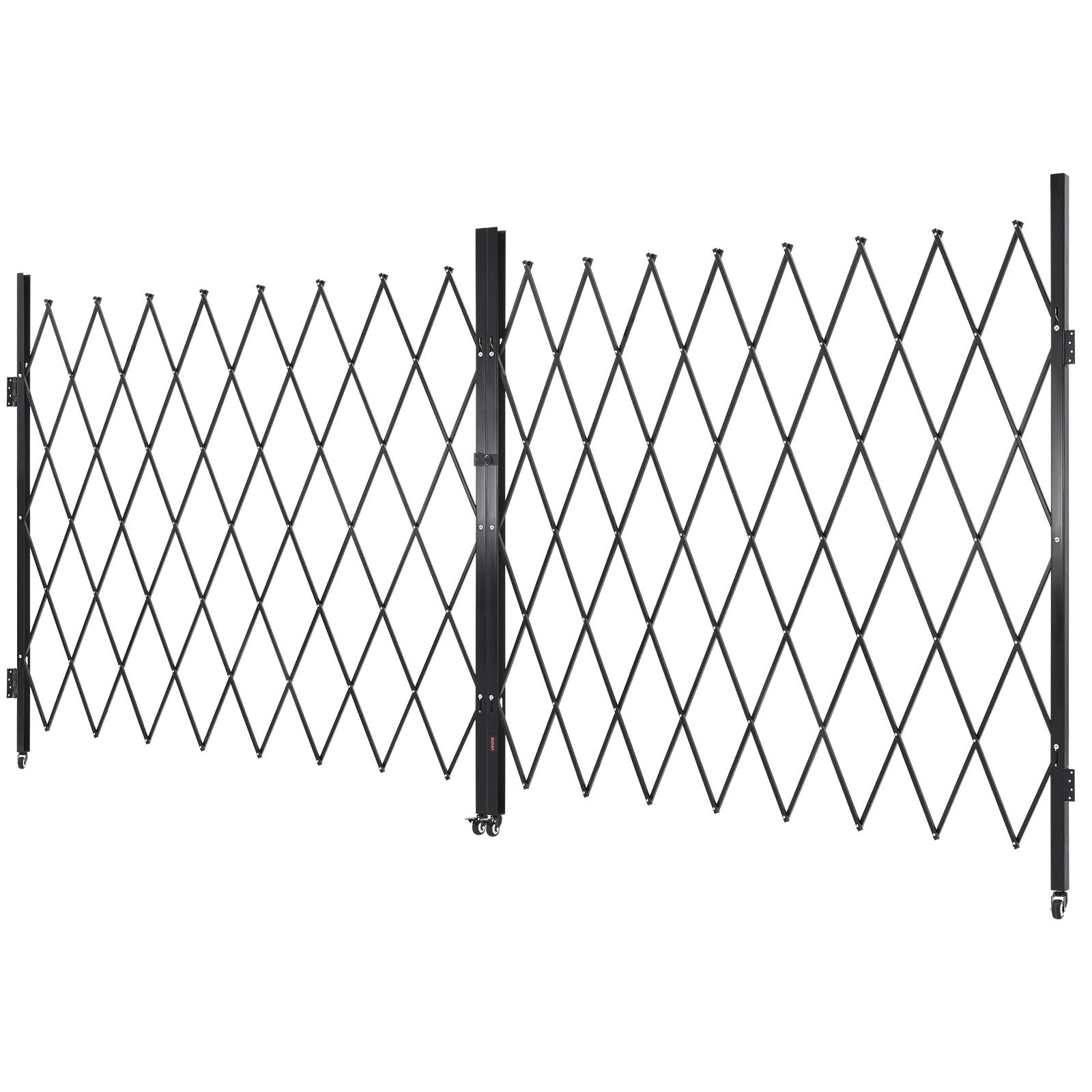 Alt View 5. VEVOR - Double Folding Security Gate, Lockable Scissor Gate with 360° Swivel Casters, Outdoor Barricade Steel Retractable Gates - Black.