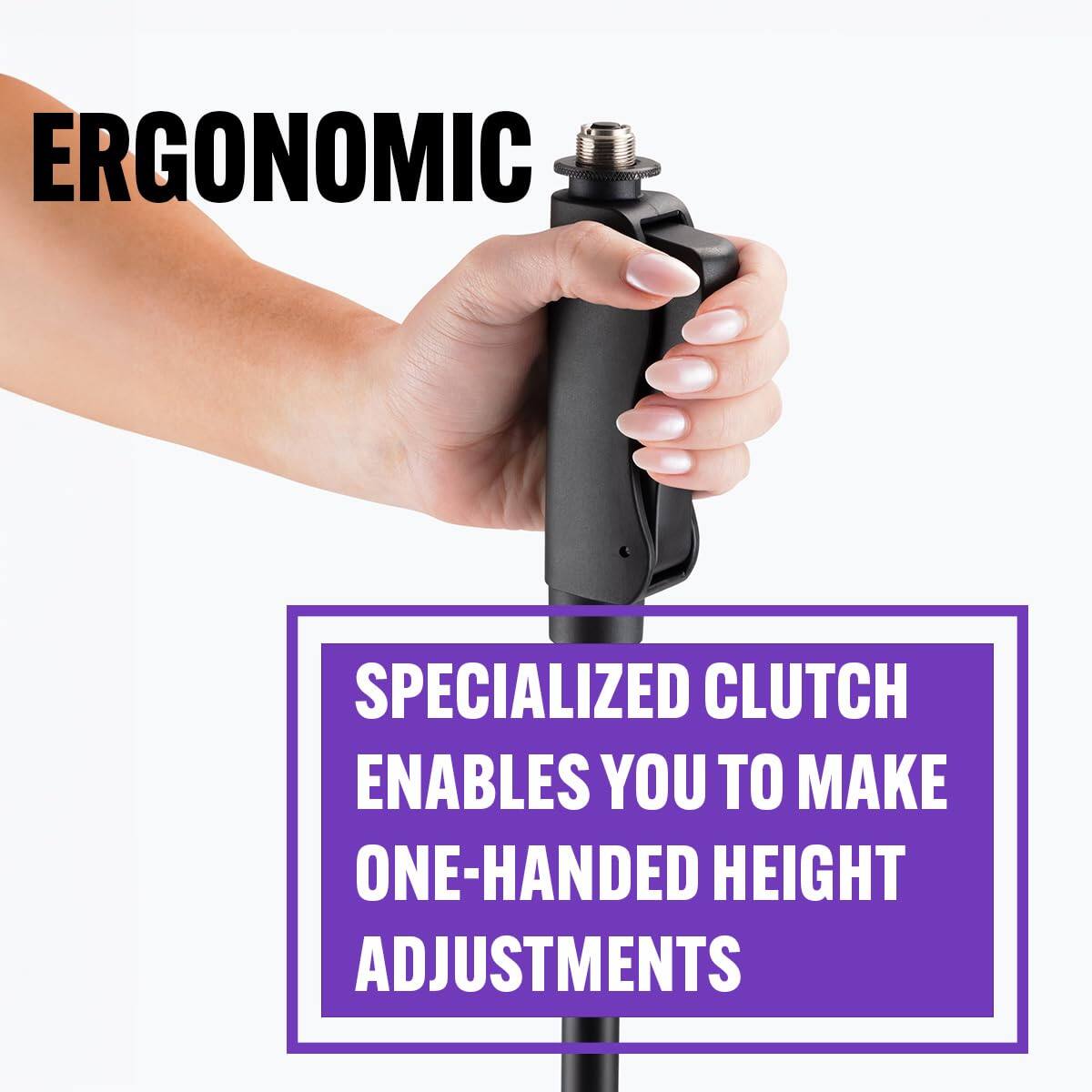ERGONOMIC

SPECIALIZED CLUTCH ENABLES YOU TO MAKE ONE-HANDED HEIGHT ADJUSTMENTS