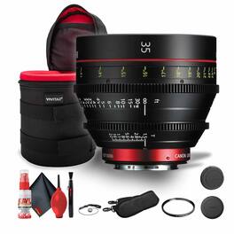 Canon - CN-E 35mm T1.5 L F Cinema Lens (EF Mount) + Padded Lens Case + More Bundle - Black