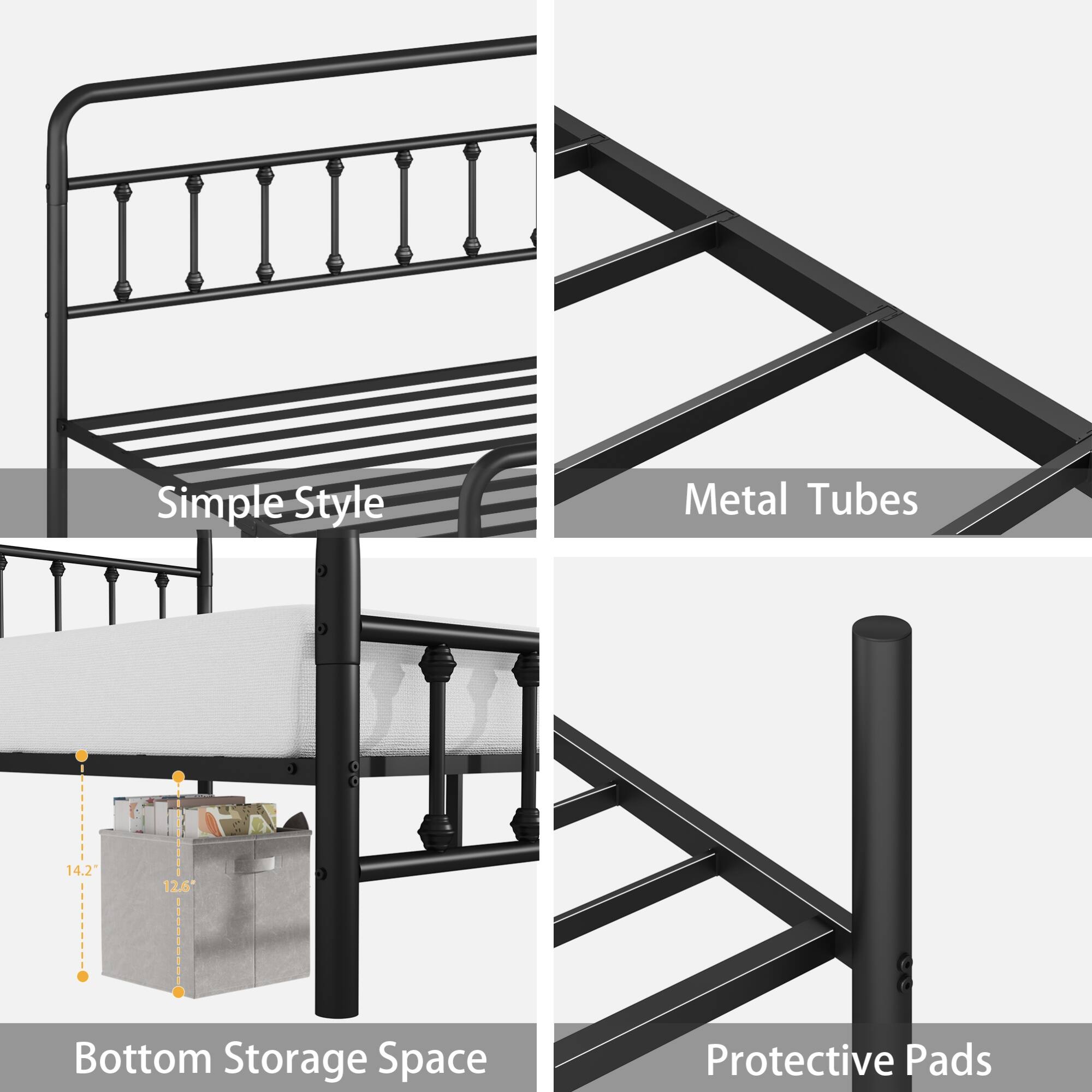 Simple Style Metal Tubes 14.2" x 12.6" 2: Cn Bottom Storage Space Protective Pads