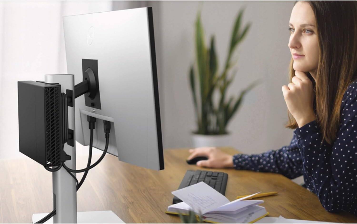 Alt View 2. Dell - Dell OptiPlex 7080 Micro Business Desktop, Intel Core i5-10500T Processor, 32GB RAM, 1TB SSD, Windows 11 Pro - Black.