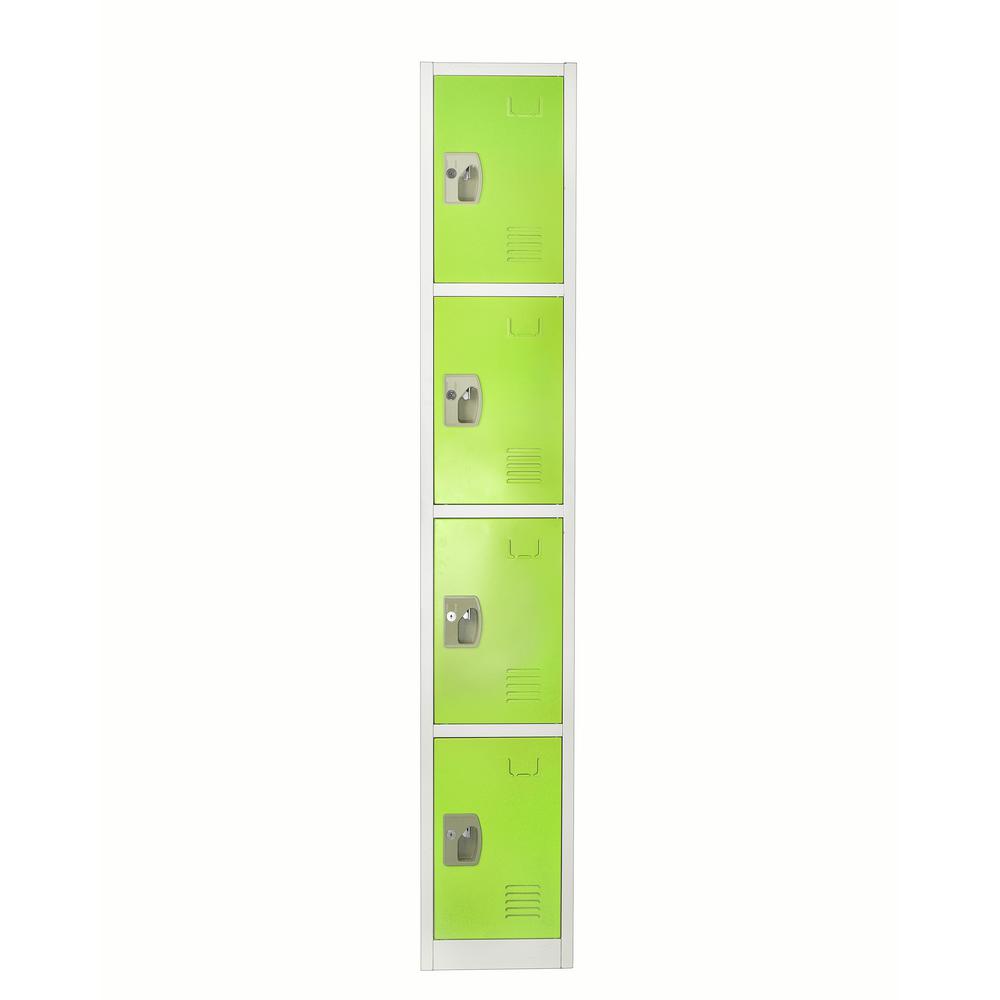 Angle. AdirOffice - Storage Locker 629-Series 72" H 4-Tier Steel Key Lock 4-Shelf Locker with Key Lock - Green.