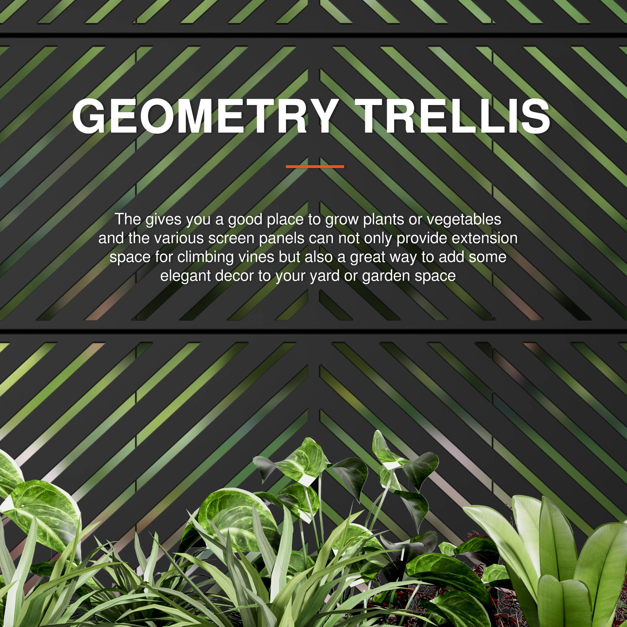 GEOMETRY TRELLIS

The gives you a good place to grow plants or vegetables and the various screen panels can not only provide extension space for climbing vines but also a great way to add some elegant decor to your yard or garden space.