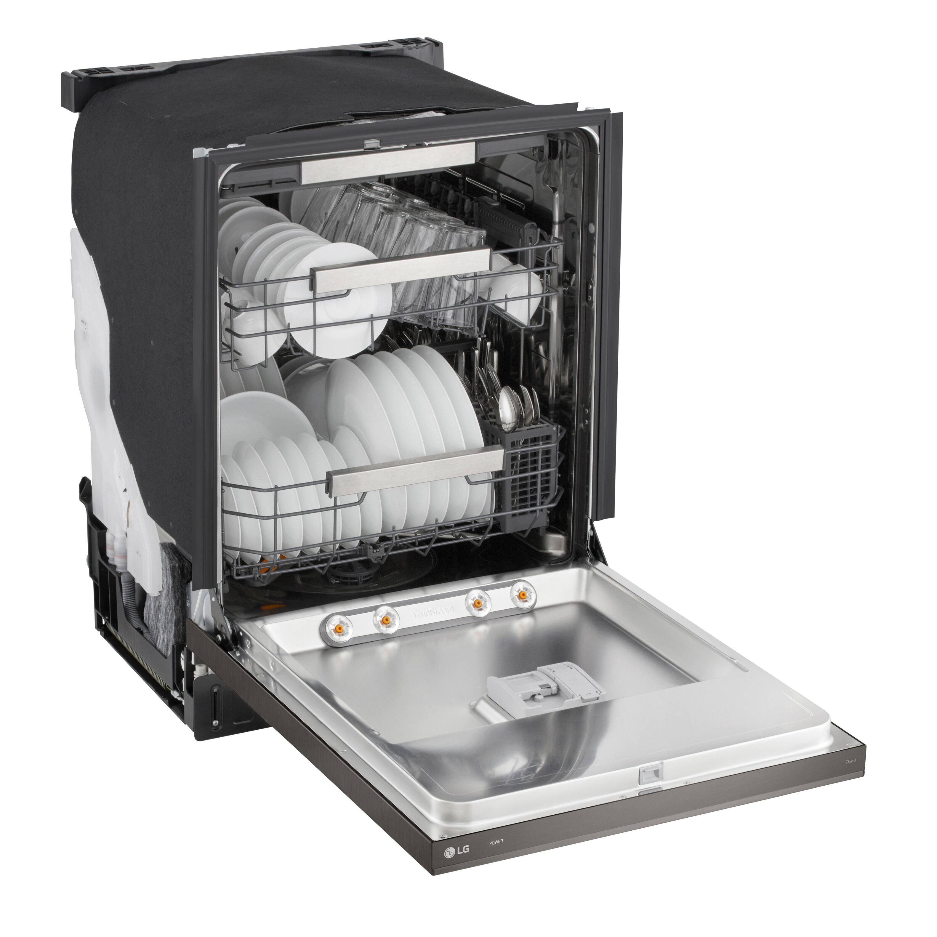 Alt View 12. LG - FlushFit 24" Top Control Smart Built-In Stainless Steel Tub Dishwasher with 3rd Rack, 1-Hour Wash & Dry Cycle and 42dBA - Black Stainless Steel.