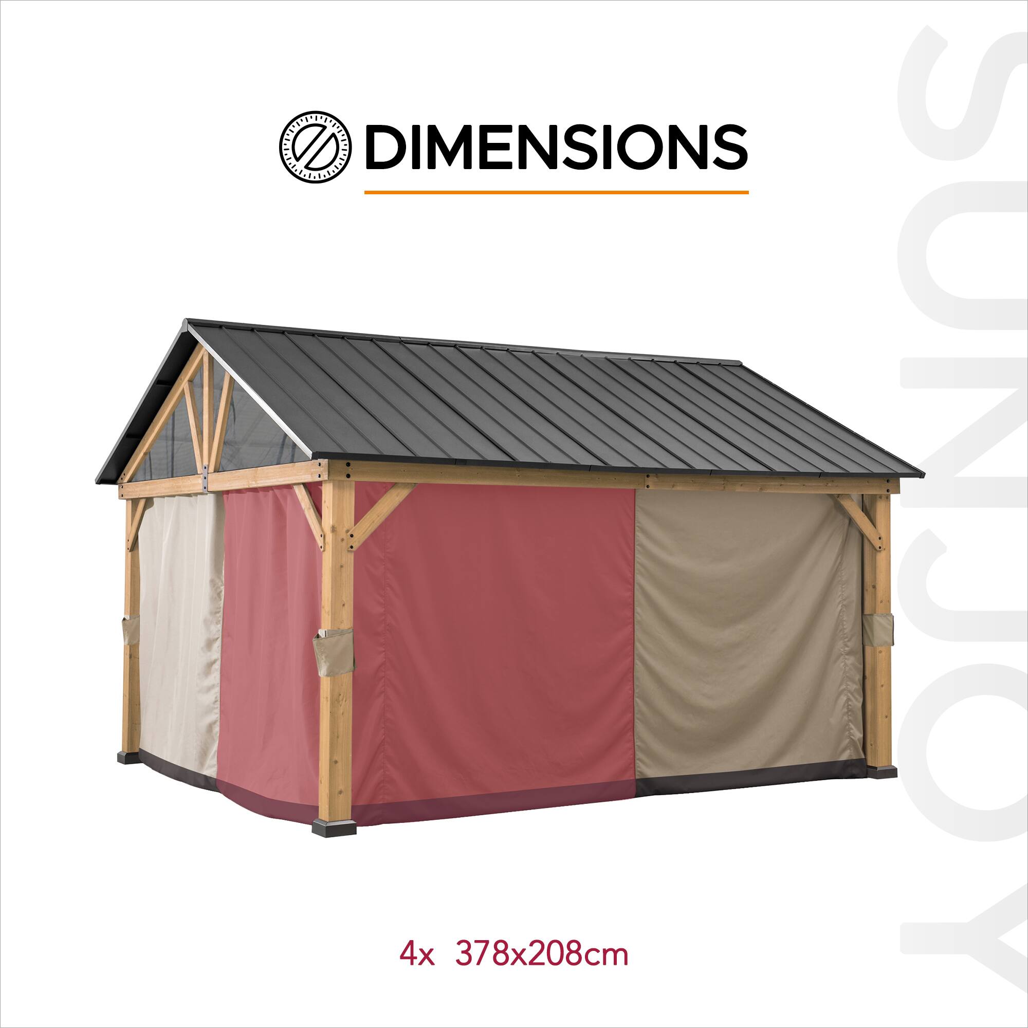 SUNJOY Universal Curtains for 13 ft. × 15 ft. Wood Framed Gazebos (W ...