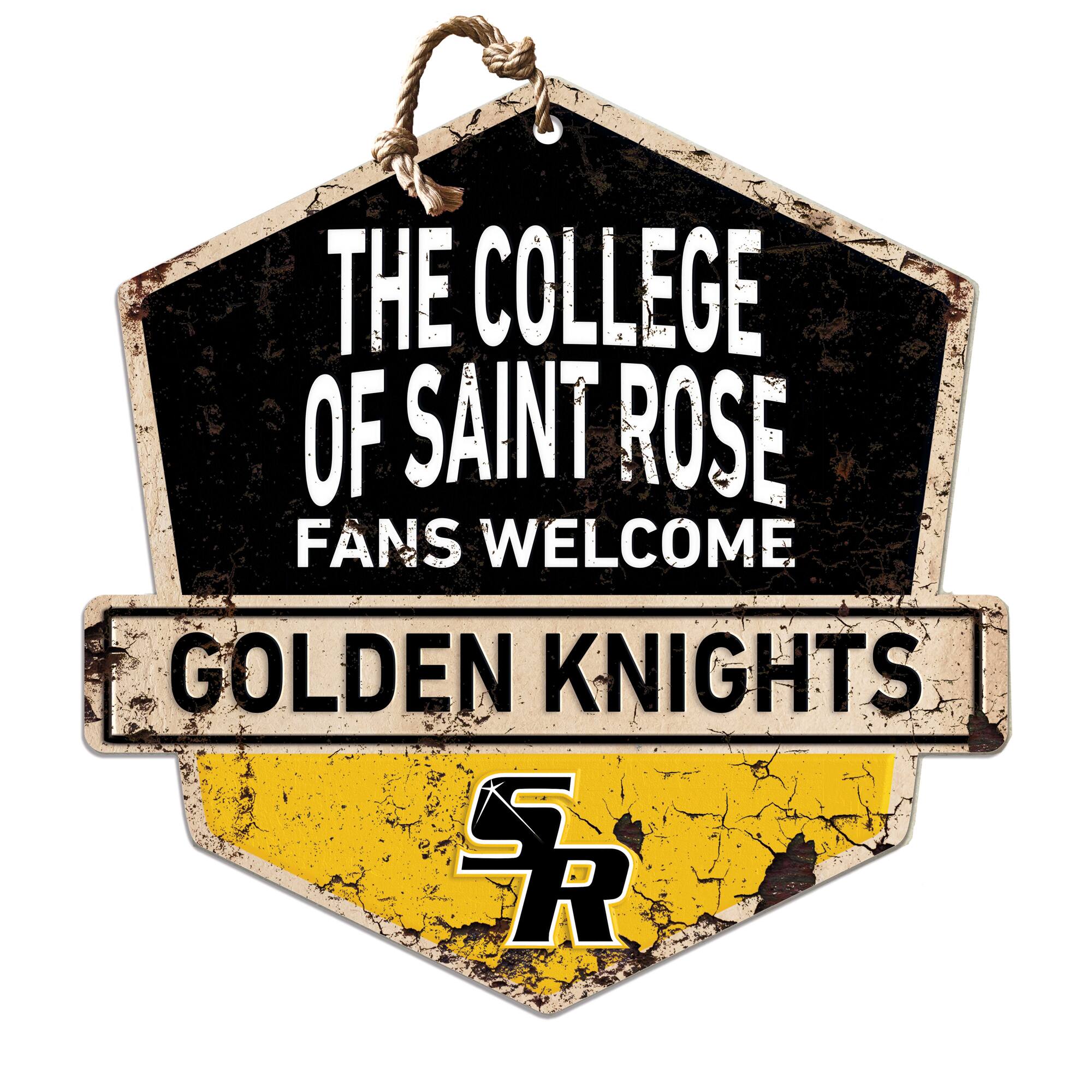 Saint Rose Golden Knights 20" x 20" Fans Welcome Badge Sign