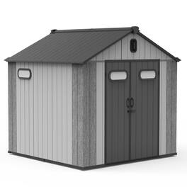 Mondawe - 8x8FT Resin Storage Shed, Heavy-Duty Waterproof Garden Tool Shed - Gray