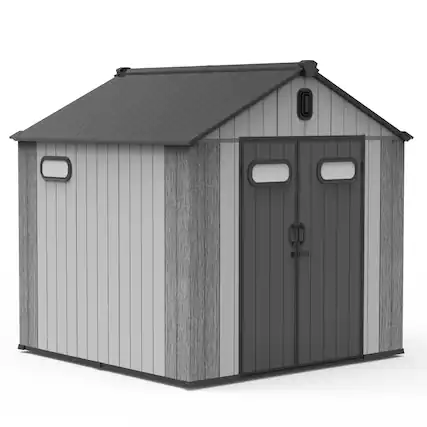 Front. Mondawe - 8x8FT Resin Storage Shed, Heavy-Duty Waterproof Garden Tool Shed - Grey.