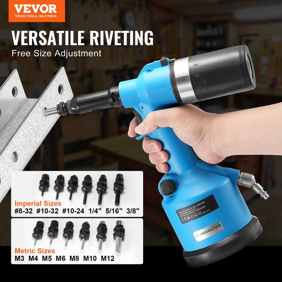 VEVOR Air Riveter, Pneumatic Air Riveter, 20.2KN Pulling Force Pop ...