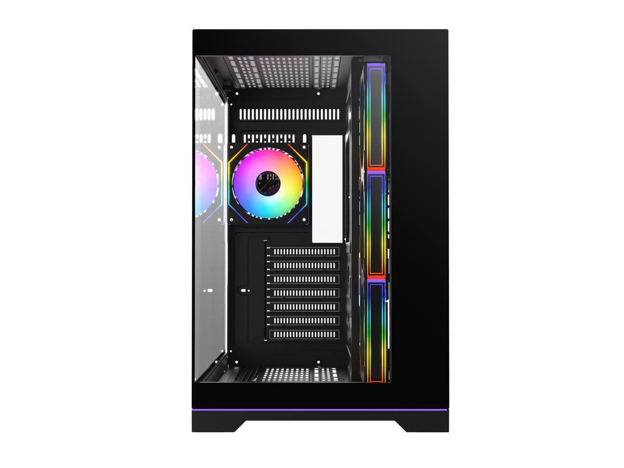 Alt View 2. DIYPC - DIYPC ARGB-DC200-BK Black ATX Case w/ Tempered Glass, 4 ARGB Fans & Light Strip - Black.