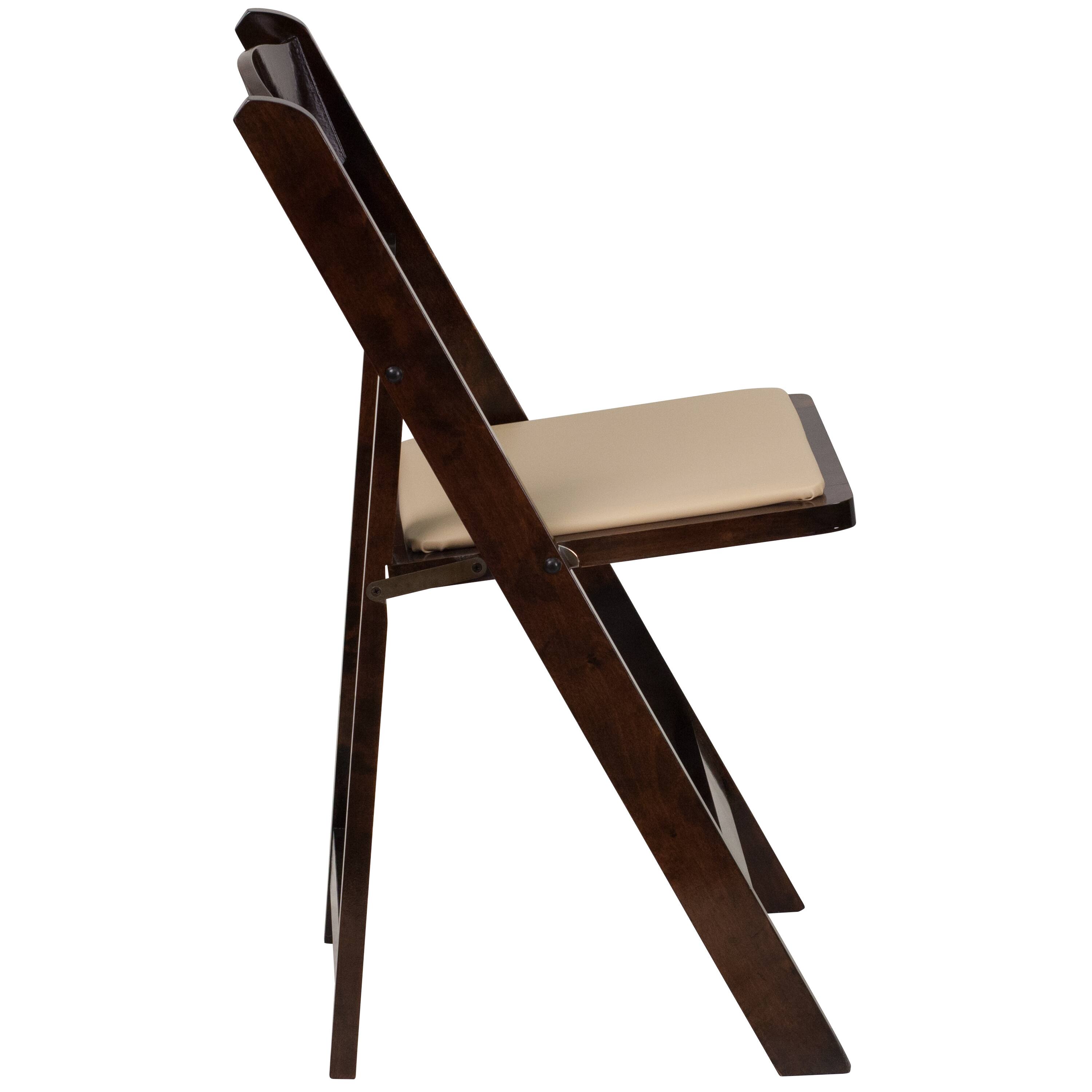 Alt View 7. Emma + Oliver - 2 Pack Wedding Party Event Wood Folding Chair with Vinyl Padded Seat - Fruitwood.