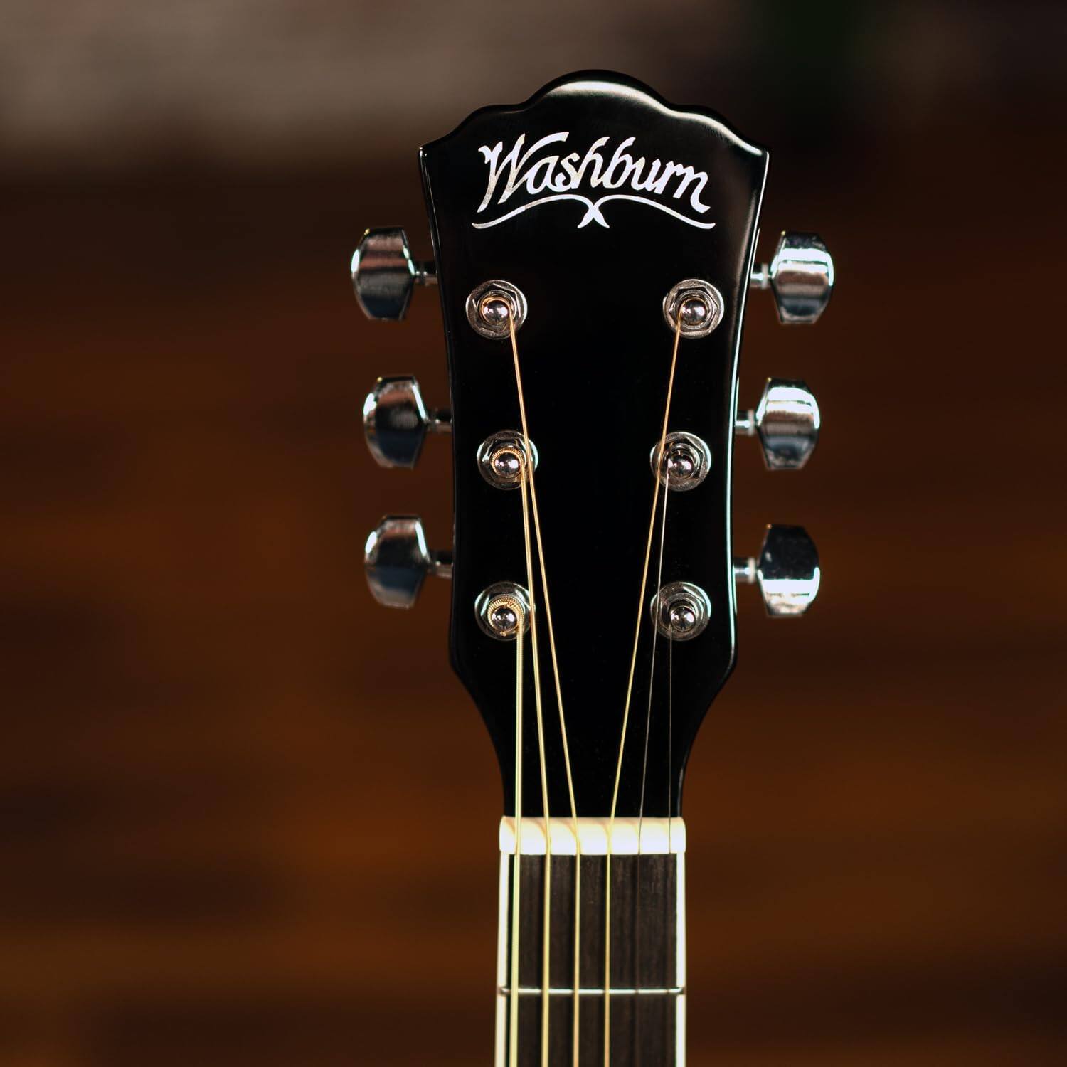 Angle. Washburn - Washburn WA90CE Acoustic-Electric Guitar Kit – Dreadnought Cutaway, Built-In Tuner, Okoume Body – Perfect Holiday Gift - Transparent Black Burst.