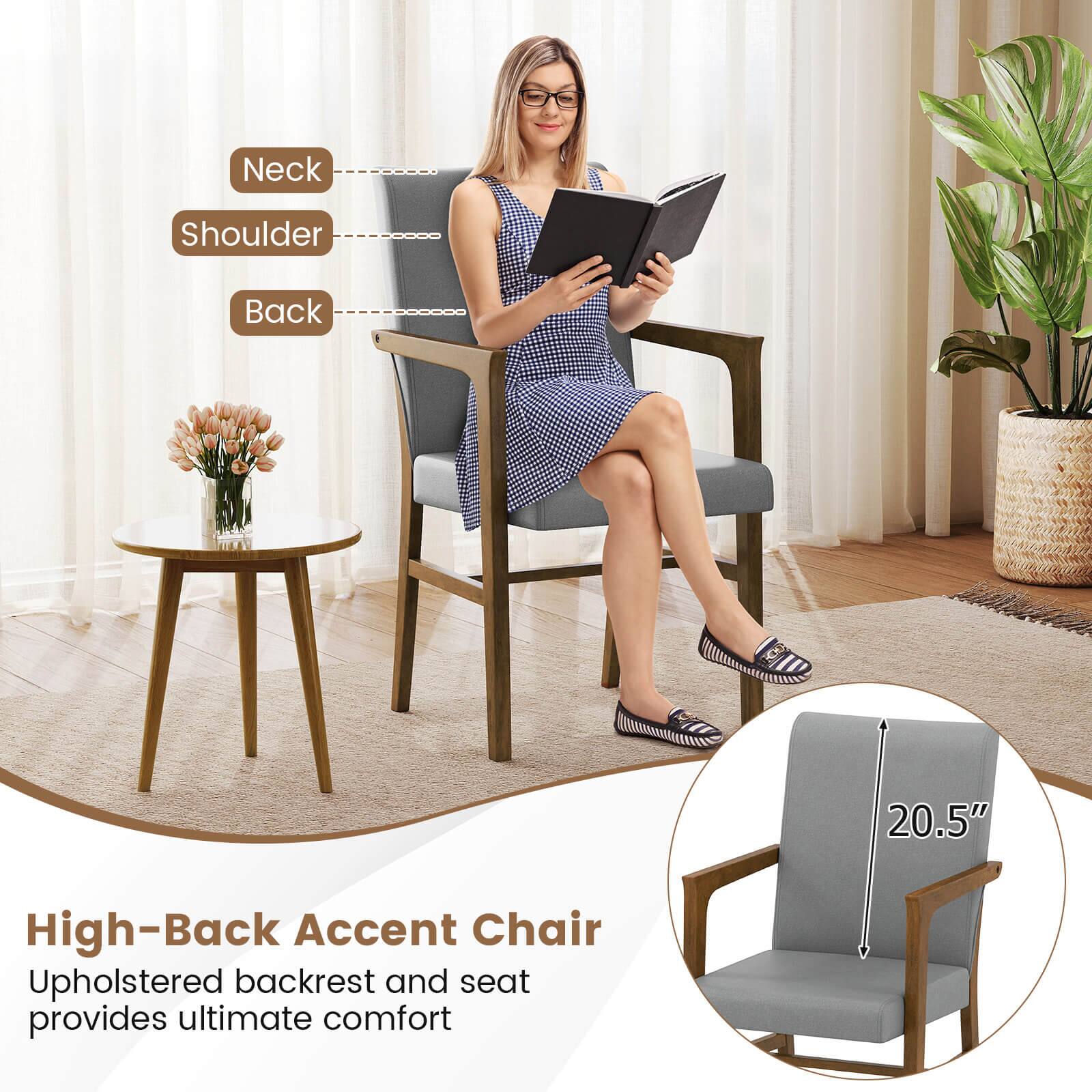 Neck  
Shoulder  
Back  

High-Back Accent Chair  
Upholstered backrest and seat provides ultimate comfort  

20.5"