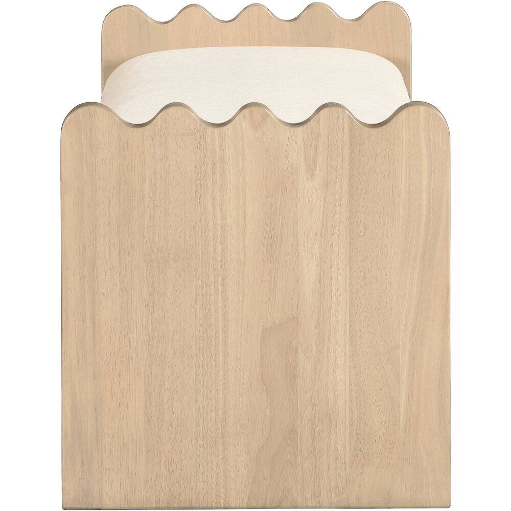 Alt View 3. Meridian Furniture - Sonia Cream Velour Fur Fabric Bench - Beige.