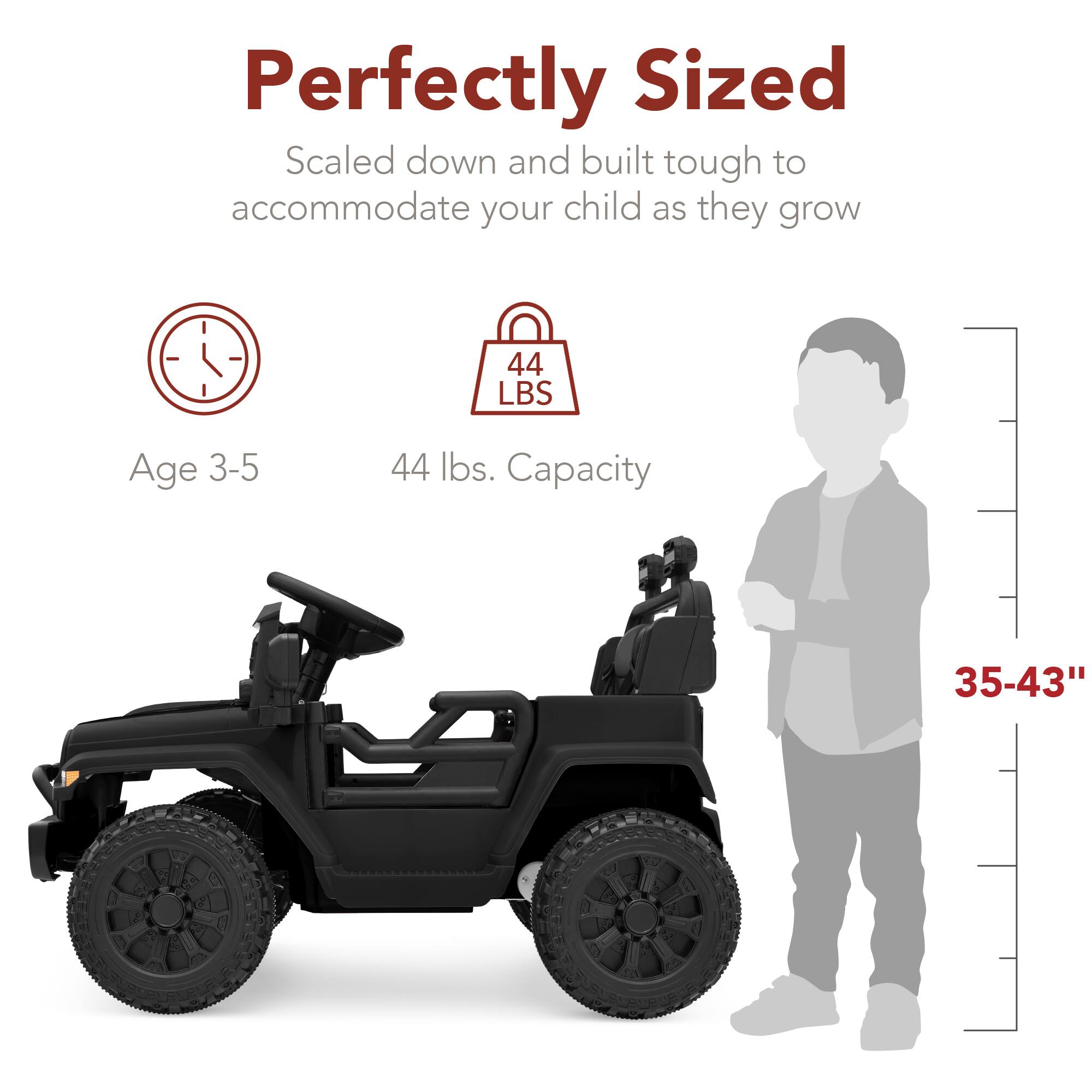 Perfectly Sized  
Scaled down and built tough to accommodate your child as they grow.  

- Age 3-5  
- 44 lbs. Capacity  
- 35-43"