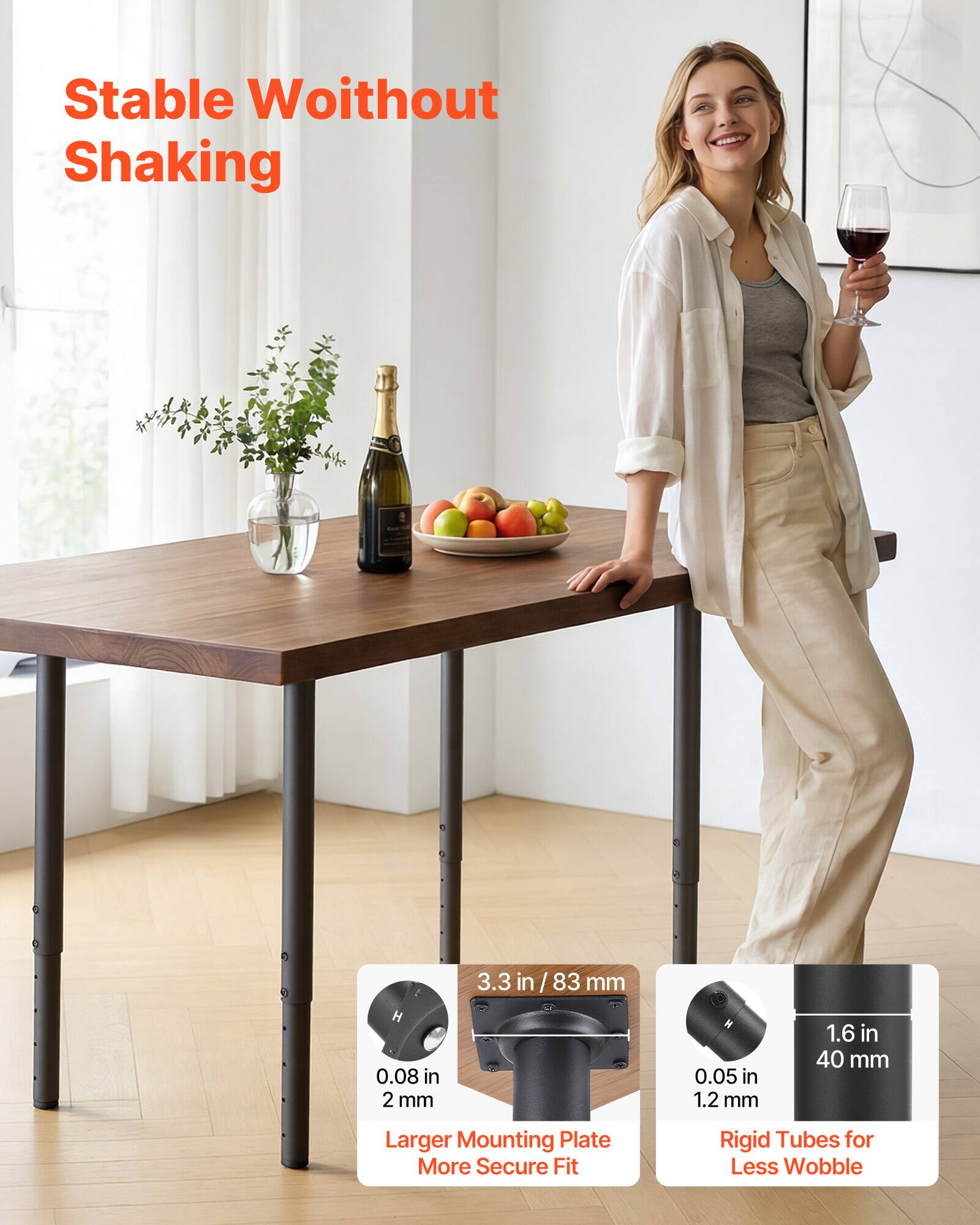 Stable Without Shaking

- 3.3 in / 83 mm
- 0.08 in 2 mm
- 0.05 in 1.2 mm
- 1.6 in 40 mm

Larger Mounting Plate for More Secure Fit

Rigid Tubes for Less Wobble