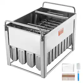 VEVOR - Commercial Popsicle Moulds, 40PCS Round-Head Ice Pop Moulds with Double Slot, Stainless Steel Ice Lolly Popsicle Moulds - Silver