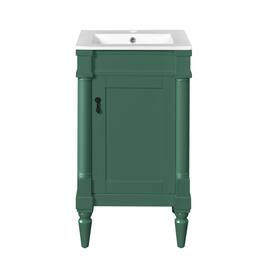 Boyel Living - 18 Inch Small Space Bathroom Vanity with Ceramic Sink and Adjustable Shelf - Green