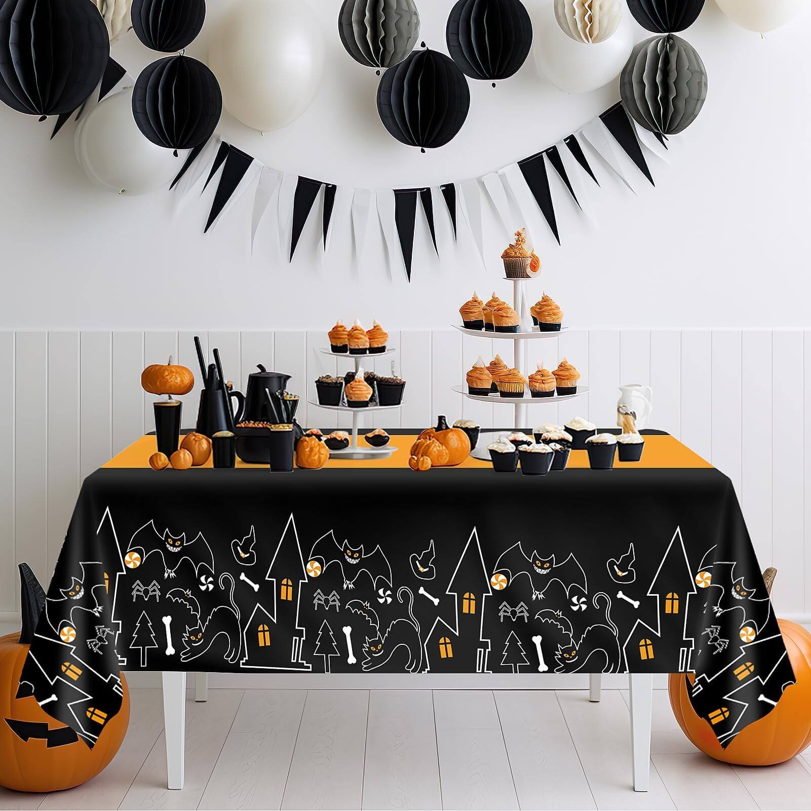 Alt View 3. Dapper Styles - Tablecloths Disposable Plastic 54 X 108 Decorations Table Cover For Birthday Party Supplies Holiday Cloth H... - Halloween-54" x 108".