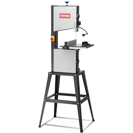 Front. VEVOR - Benchtop Band Saw, 10-Inch, Dual-Speed (560 & 1100 RPM), 370W 1/2HP Motor, Includes Metal Stand, Work Light, Fence - Black.