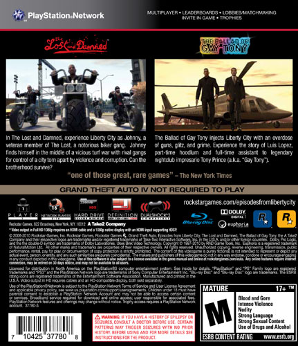 Grand Theft Auto: Episodes from Liberty City Standard Edition PlayStation 3  37780 - Best Buy