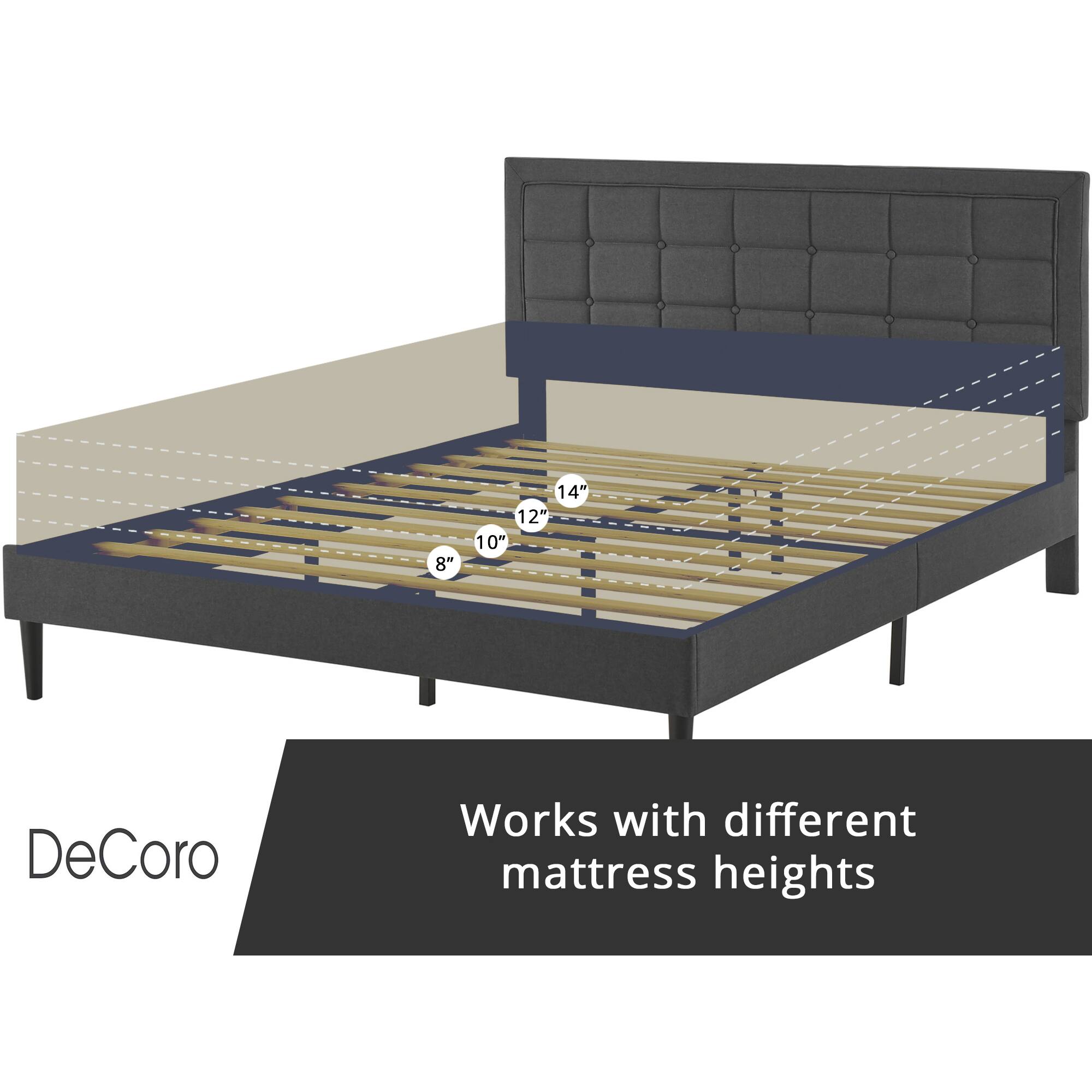 DeCoro  
Works with different mattress heights  
8" 10" 12" 14"