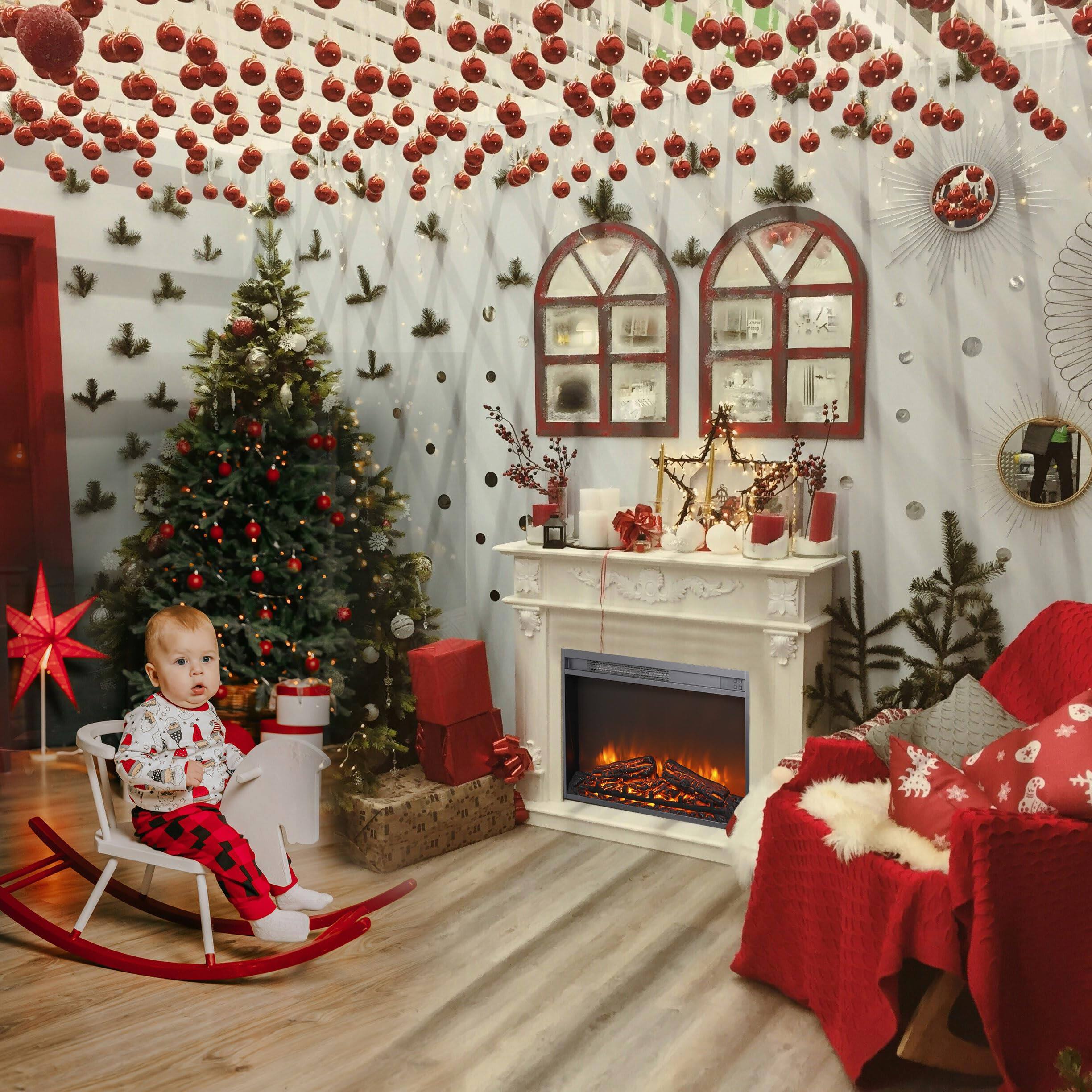 Alt View 1. Ecooso - 26 inch electric fireplace , log set & realistic flame, remote control with timer, overheating protection - Black.