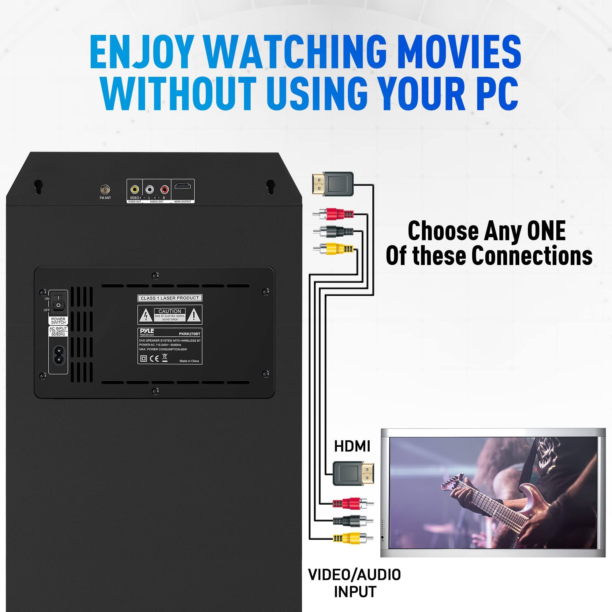 ENJOY WATCHING MOVIES WITHOUT USING YOUR PC

Choose Any ONE Of these Connections

HDMI

VIDEO/AUDIO INPUT