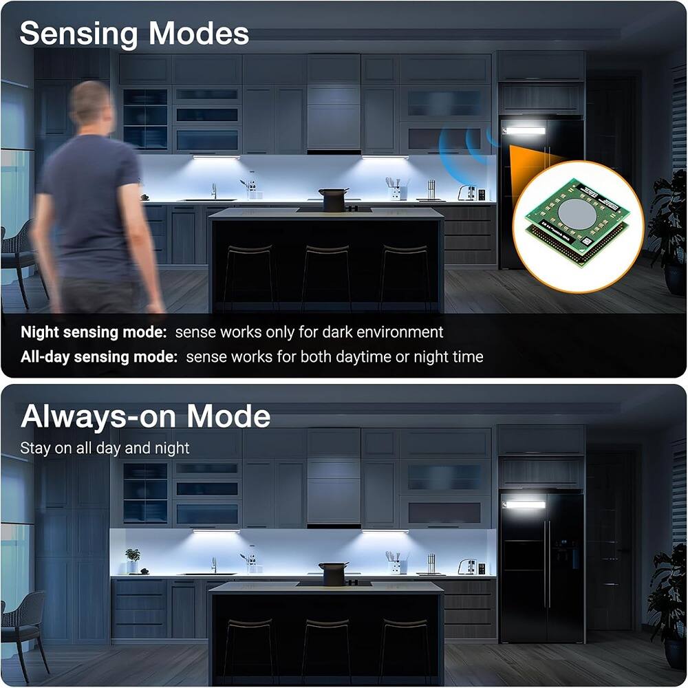 Sensing Modes

Night sensing mode: sense works only for dark environment

All-day sensing mode: sense works for both daytime or night time

Always-on Mode

Stay on all day and night