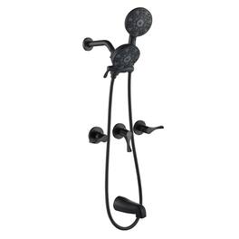 Boyel Living - Shower Set with Triple Handle Control 6 Function Dual Shower Heads and High Flow Tub Spout - Matte Black