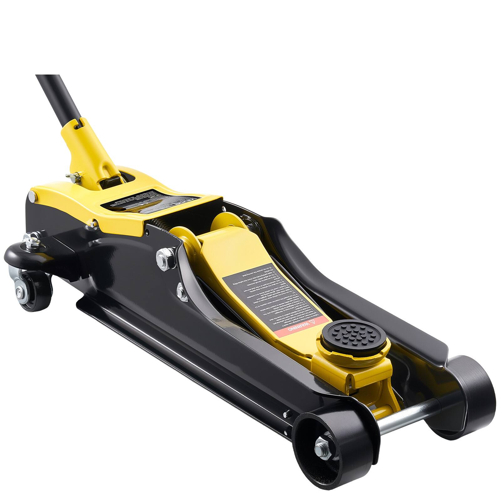 Alt View 5. VEVOR - Low Profile Floor Jack, 2.5 Ton (5512 lbs) Capacity, Steel Racing Floor Jack with Single Piston Quick Lift Pump & Raised - Black;Yellow.
