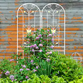 Loheer - Rustproof Metal Garden Trellis 7.2 x 1.6 ft 4 Pack - Cream White