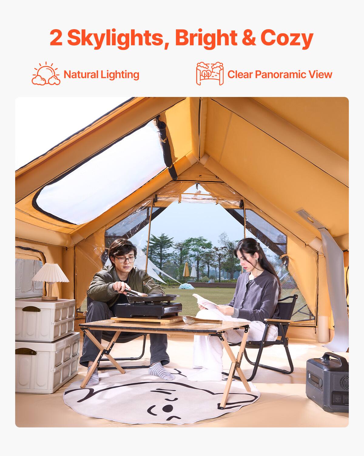 2 Skylights, Bright & Cozy
Natural Lighting
Clear Panoramic View