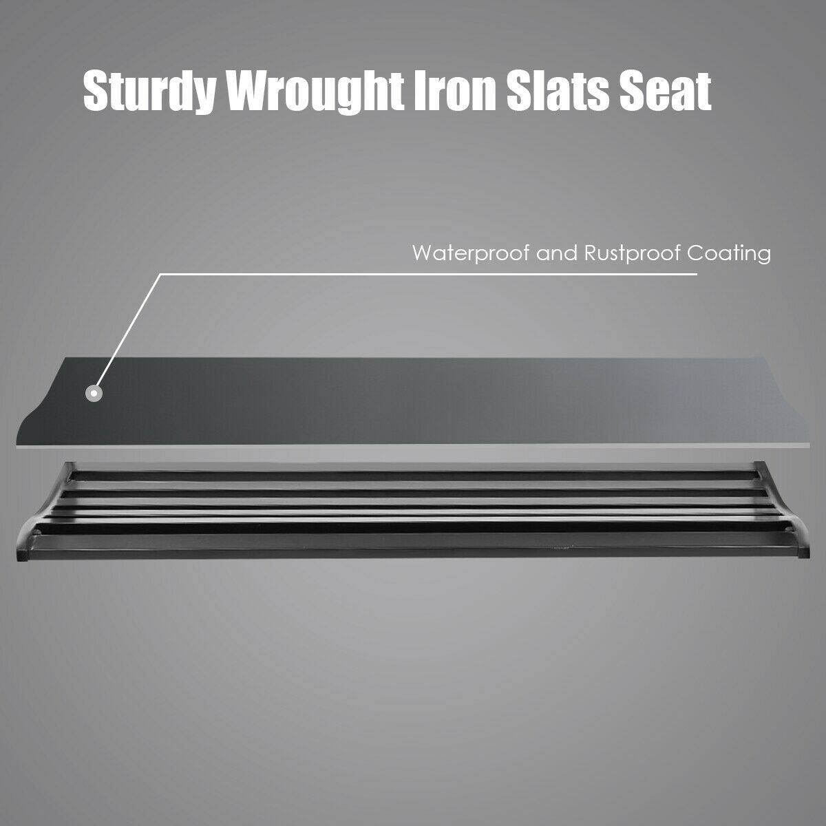 Sturdy Wrought Iron Slats Seat

Waterproof and Rustproof Coating