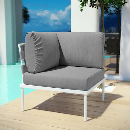 Front. Modway - Harmony Outdoor Patio Aluminum Corner Sofa by Modway - White Gray.