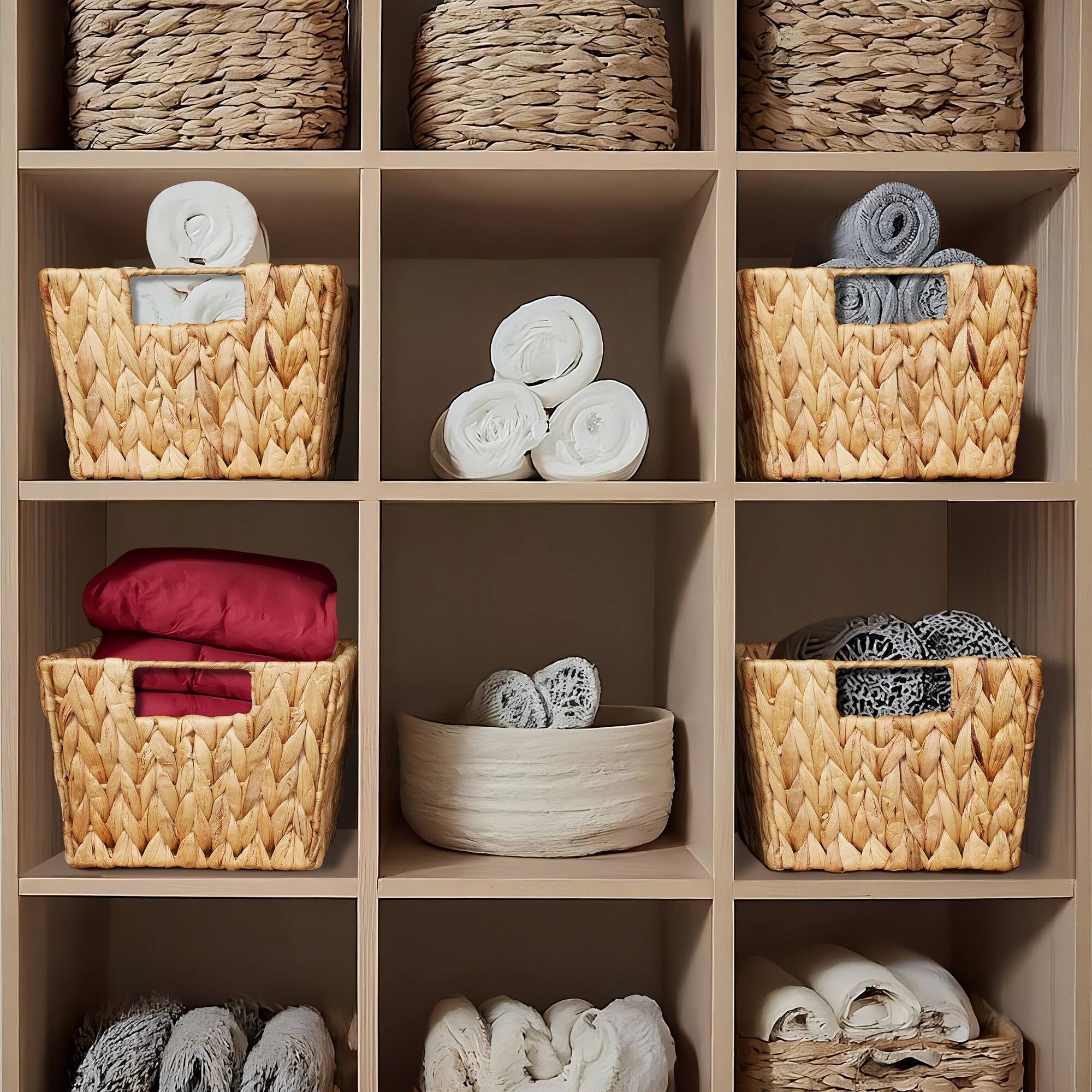 Alt View 2. Casafield - 4pk Hyacinth Seagrass Storage Baskets with Handles for Shelves - Natural - Hyacinth.