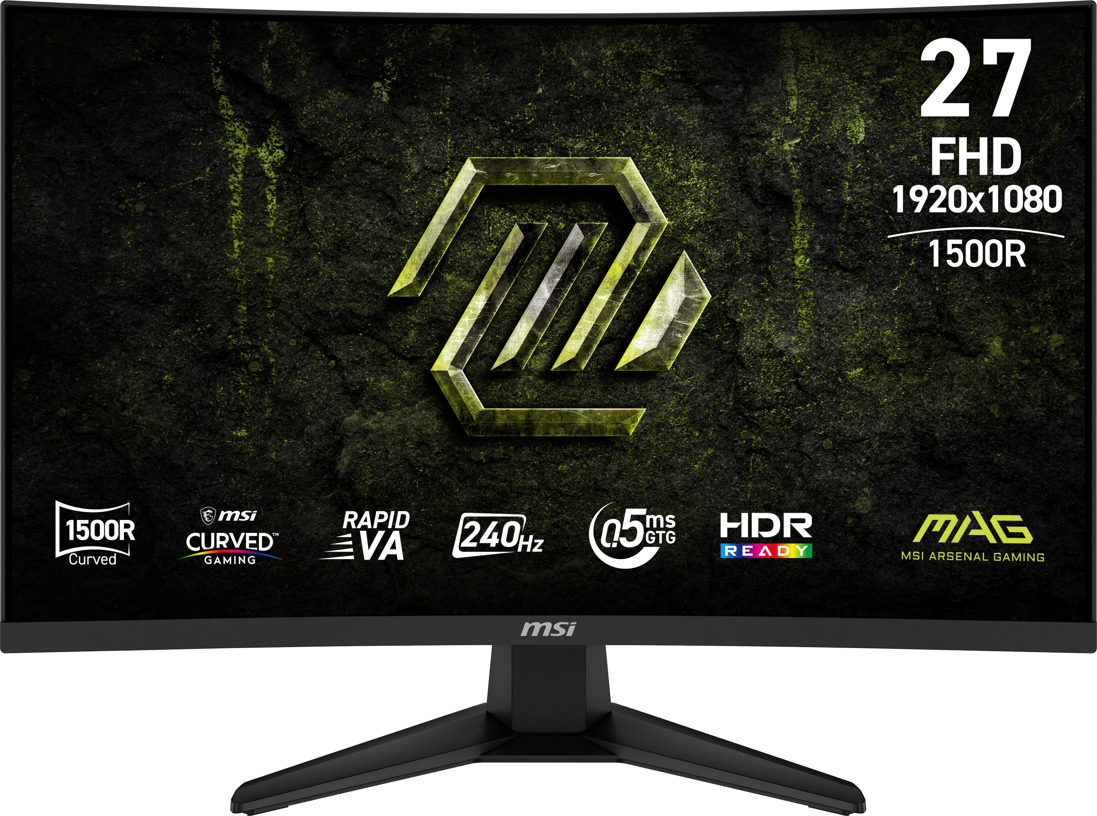 MSI - MAG 275CF X24 27" Rapid VA LCD Curved FHD 240Hz 0.5ms FreeSync Gaming Monitor with HDR ready (DIsplayPort, HDMI) - Black - Front_Zoom