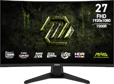 27 FHD 1920x1080 1500R, 1500R Curved, msi CURVED GAMING, RAPID VA, 240Hz, 0.5ms GTG, HDR READY, MAG MSI ARSENAL GAMING, msi